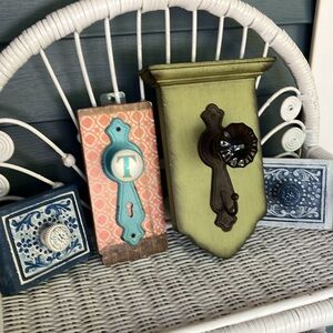 Bundle Of 4 Wall Hooks, Wooden, Ready To Hang